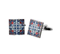 Cufflinks Classic Men's French Shirt Cufflinks High-end Square Retro Pattern Love Rose Blue Cuffs Button(Color-5)