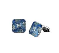 Cufflinks Classic Men's French Shirt Cufflinks High-end Square Retro Pattern Love Rose Blue Cuffs Button(474)
