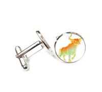 Cufflinks, Color-Matching Cattle Totem Stripe Spectral Diffraction, Taurus Twelve Zodiac Signs, Personalized Luck Cuff Buckle, Shirt Accessory Gift For Accountant Boss Business Wedding Prom