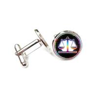 Cufflinks, Colorful Balance Scale Line Misalignment Fault Art Style, Twelve Zodiac Signs, Cuff Buckle, Shirt Accessory Gift For Accountant Boss Business Wedding Prom Formal Occasion