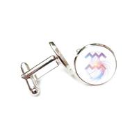 Cufflinks, Colorful Bottle Wave Pattern Star Particle Flow, Aquarius Twelve Zodiac Signs, Personalized Cuff Buckle, Shirt Accessory Gift For Accountant Boss Business Wedding Prom Formal Occasion
