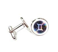 Cufflinks, Colorful Libra Symbol Spectral Diffraction, Twelve Zodiac Signs, Personalized Cuff Buckle, Shirt Accessory Gift For Accountant Boss Business Wedding Prom Formal Occasion