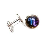 Cufflinks, Colorful Symbol Electricity Design Energy Crystal, Aries Twelve Zodiac Signs, Cuff Buckle, Shirt Accessory Gift For Accountant Boss Business Wedding Prom Formal Occasion