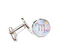 Cufflinks, Colorful Symbol Record Player Style, Aries Twelve Zodiac Signs, Personalized Style Cuff Buckle, Sparkly Shirt Accessory Gift For Accountant Boss Business Wedding Prom Formal Occasion