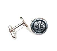 Cufflinks, Cool Balance Scale Gear Pattern Heavy Metal Style, Libra Twelve Zodiac Signs, Cuff Buckle, Shirt Accessory Gift For Accountant Boss Business Wedding Prom Formal Occasion