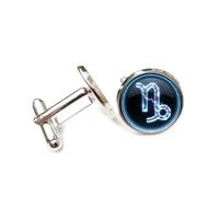 Cufflinks, Cool Shinning Lightning Zodiac Symbol Energy Crystal, Capricorn Twelve Zodiac Signs Cuff Buckle, Shirt Accessory Gift For Accountant Boss Business Wedding Prom Formal Occasion