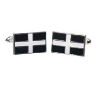 Cufflinks - Cornish St Piran Flag Cufflinks Presented In Onyx Art London Cufflink Gift Box