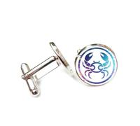 Cufflinks, Crab Shape Pattern Gradient Lines Fault Art Style, Cancerians Twelve Zodiac Signs, Cuff Buckle, Shirt Accessory Gift For Accountant Boss Business Wedding Prom Formal Occasion