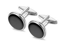 Cufflinks, Cuff Links Mens Classic Cufflinks for Men Mens Cufflinks for Father of The Bride Husband Boyfriend (Black+Silver)