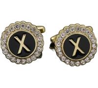 cufflinks,cufflinks for men Cufflinks for Men, 2 Pairs Crystal Around Initial A-Z Cufflinks Rhinestone Round Cuff Links for Business Mens(Color-26)