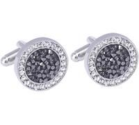 Cufflinks, Cufflinks,Mens Shirts Crystal Luxury Design Silvery Round Rhinestone(Black)