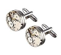 Cufflinks, Deluxe Steampunk Vintage Watch Movement Shape Cufflinks(1 pair), Come with Presentation Box, Valentines Festival Birthday Anniversary Graduation Gift for Men