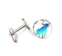 Cufflinks, Elegant Cattle Totem Gradient Lines Fault Art Style, Taurus Twelve Zodiac Signs, Personalized Luck Cuff Buckle, Shirt Accessory Gift For Accountant Boss Business Wedding Prom