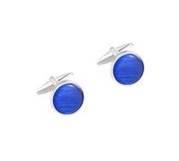 Cufflinks For Men 1 Pair Of Round Blue Opal Metal Cufflinks Men'S French Cufflinks Sleevepins