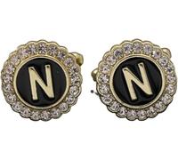 Cufflinks for Men, 2 Pairs Crystal Around Initial A-Z Cufflinks Rhinestone Round Cuff Links for Business Mens(Color-14)