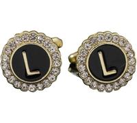 Cufflinks for Men, 2 Pairs Crystal Around Initial A-Z Cufflinks Rhinestone Round Cuff Links for Business Mens(Color-12)