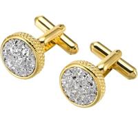 Cufflinks for Men, 2 Pairs Cufflinks Black Gold Color Crystal Cuff Links Men's Women's Wedding Accessories(Gold-white)