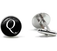 Cufflinks for Men, 2 Pairs Men's A-Z Single Silver Color Letter Cuff Button for Male Gentleman Shirt Wedding(Color 17)