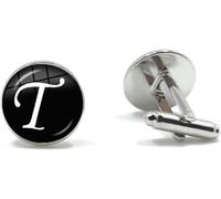 Cufflinks for Men, 2 Pairs Men's A-Z Single Silver Color Letter Cuff Button for Male Gentleman Shirt Wedding(Color 20)