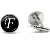 Cufflinks for Men, 2 Pairs Men's A-Z Single Silver Color Letter Cuff Button for Male Gentleman Shirt Wedding(Color 6)