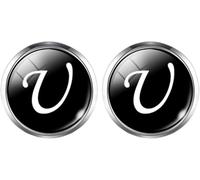 Cufflinks for Men, 4 Pairs Men's A-Z Single Cufflinks Silver Color Letter Cuff Button for Shirt Wedding(Color-21)