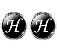 Cufflinks for Men, 4 Pairs Men's A-Z Single Cufflinks Silver Color Letter Cuff Button for Shirt Wedding(Color-08)