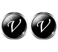 Cufflinks for Men, 4 Pairs Men's A-Z Single Cufflinks Silver Color Letter Cuff Button for Shirt Wedding(Color-22)