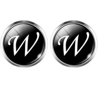 Cufflinks for Men, 4 Pairs Men's A-Z Single Cufflinks Silver Color Letter Cuff Button for Shirt Wedding(Color-23)