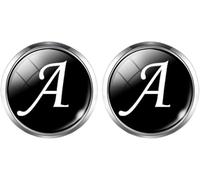 Cufflinks for Men, 4 Pairs Men's A-Z Single Cufflinks Silver Color Letter Cuff Button for Shirt Wedding(Color-01)