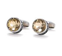 Cufflinks for Men Brown Crystal Round Formal Dress Shirt Cuff Links Button Wedding Gifts