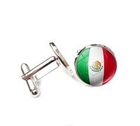 Cufflinks for Men, Business GiftMexico World Cup Flag Pattern Men's Cuff Links, Tuxedo Shirt Cufflink, Classic Groomsmen Cufflinks Wedding Cuff Links for Father Husband Boyfriend