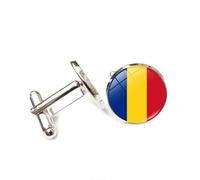 Cufflinks for Men, Business GiftRomania National Flag Pattern Men's Cuff Links, Tuxedo Shirt Cufflink, Classic Groomsmen Cufflinks Wedding Cuff Links for Father Husband Boyfriend