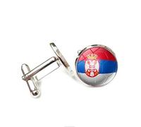 Cufflinks for Men, Business GiftSerbia World Cup Flag Pattern Men's Cuff Links, Tuxedo Shirt Cufflink, Classic Groomsmen Cufflinks Wedding Cuff Links for Father Husband Boyfriend