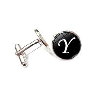 Cufflinks for Men, Business GiftSimple White A-Z initials Pattern Men's Cuff Links, Tuxedo Shirt Cufflink, Classic Groomsmen Cufflinks Wedding Cuff Links for Father Husband Boyfriend