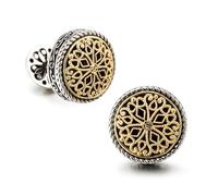 Cufflinks for Men, Cufflinks for Men, Cufflinks for Wedding, Business, Father's Day, Gift for Men, 18K Gold Plated with Luxury Wooden Gift Box, Mittel, Brass, No Gemstone