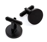 Cufflinks for Men, Driew Cufflinks Blank Cufflink Cuff Links men Flat Pad Blank Setting Tray 1 Pair,Round, Black, Metal, no gemstone
