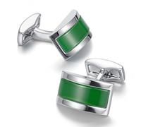 Cufflinks for Men Green Opal Cuff Links Set Mens Cat's Eye Stone Rectangle Suit Shirts Accessories for Wedding Business Groomsmen Father Husband