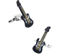 Cufflinks for Men, Men's Guitar Cuff Links Black Color Classic Bass Design Copper Cufflinks, One Size, Acrylic, no gemstone