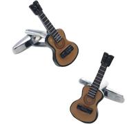 Cufflinks for Men, Men's Guitar Cuff Links Black Color Classic Bass Design Copper Cufflinks, One Size, Acrylic, no gemstone