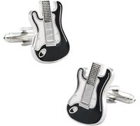 Cufflinks for Men, Men's Guitar Cuff Links Black Color Classic Bass Design Copper Cufflinks, One Size, Acrylic, no gemstone
