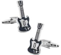 Cufflinks for Men, Men's Guitar Cuff Links Black Color Classic Bass Design Copper Cufflinks, One Size, Acrylic, no gemstone