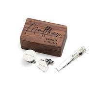 Cufflinks for Men Personalised Cufflink Engraved for Wedding Anniversary Fathers Day Best Man Groomsmen Usher Husband Father of the Bride Customised Gifts for Him with Box (Cufflinks Set/Style 4)