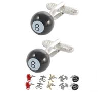 Cufflinks for Men + Presentation Box - Black Pool - 8 Ball Pool - Solid Brass Metal - Sport Snooker Billiards Table Game Eight - Black Colour - One Pair