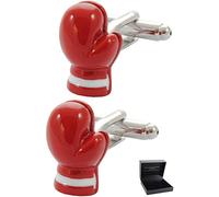 Cufflinks for Men + Presentation Box - Boxing - Boxing Glove - Sport Ring Fight Referee Punch - Red Colour - One Pair