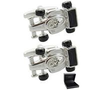 Cufflinks for Men + Presentation Box - Car - Racing Car - Solid Brass Metal - Perfect For Car Lovers - Motor Sport Race Track Speed - Silver Colour - One Pair