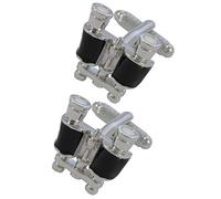 Cufflinks for Men + Presentation Box - Fun - Binoculars - Solid Brass Metal - Bird Watcher Train Spotter Sailor Astronomy - Silver and Black Colour - One Pair