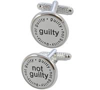 Cufflinks for Men + Presentation Box - Lawyer - Guilty Not Guilty - Ideal for Solicitor Judge Barrister - Brass Metal - Legal Justice - White Black and Silver Colours - One Pair