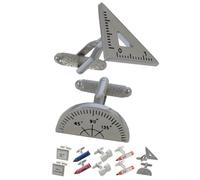 Cufflinks for Men + Presentation Box - Novelty - Protractor and Set Square Maths Physics - Solid Brass Metal - Engineer Teacher - Silver Colour - One Pair