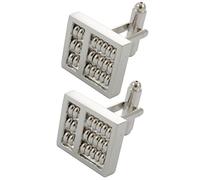 Cufflinks for Men + Presentation Box - Silver Colour - Abacus - Brass Metal