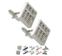 Cufflinks for Men + Presentation Box - Silver Colour - Abacus - Brass Metal - Maths Counting Calculator Engineer Teacher Physics - Oblong Rectangle Shape - One Pair